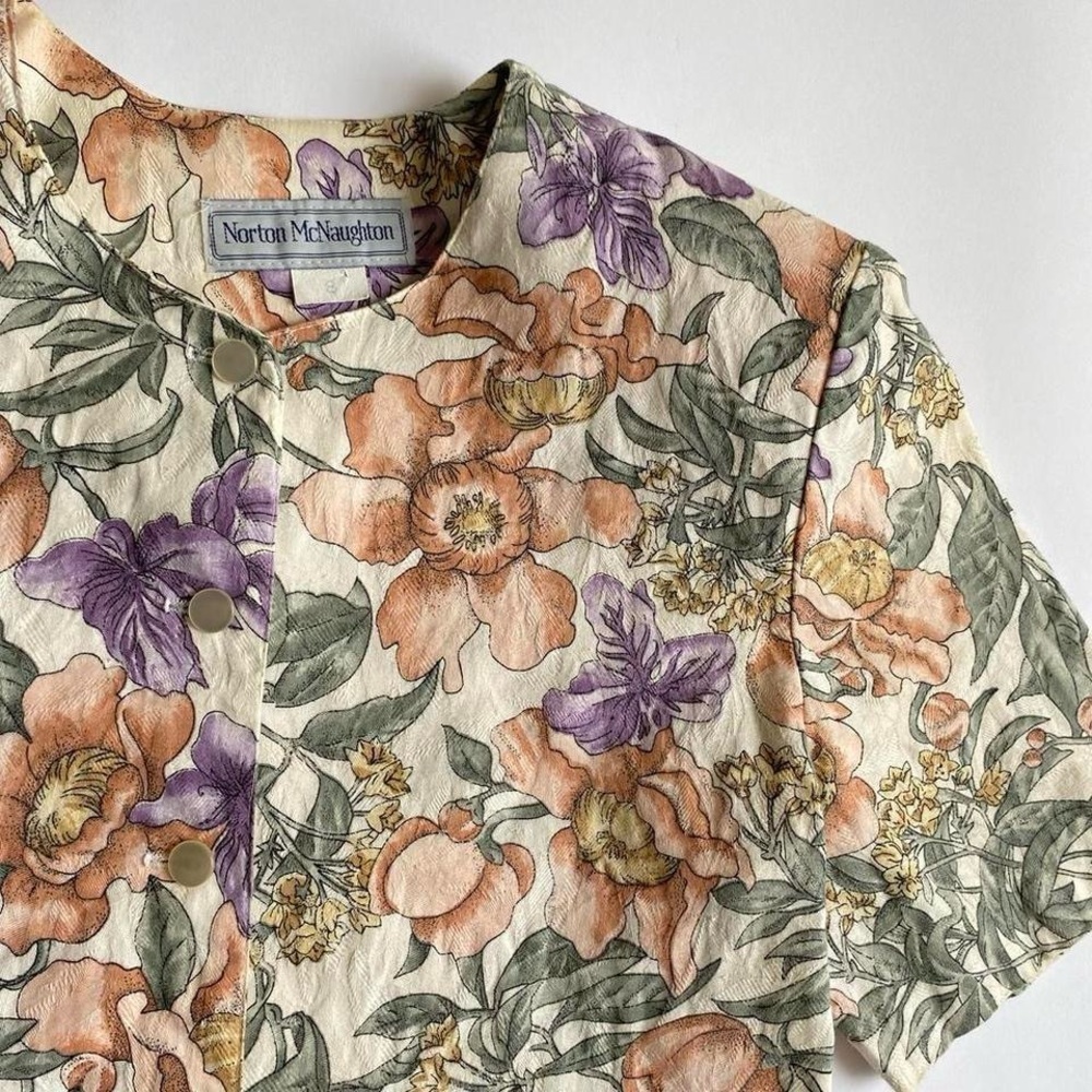 Vintage 90s floral cotton blouse - Picture 3 of 8